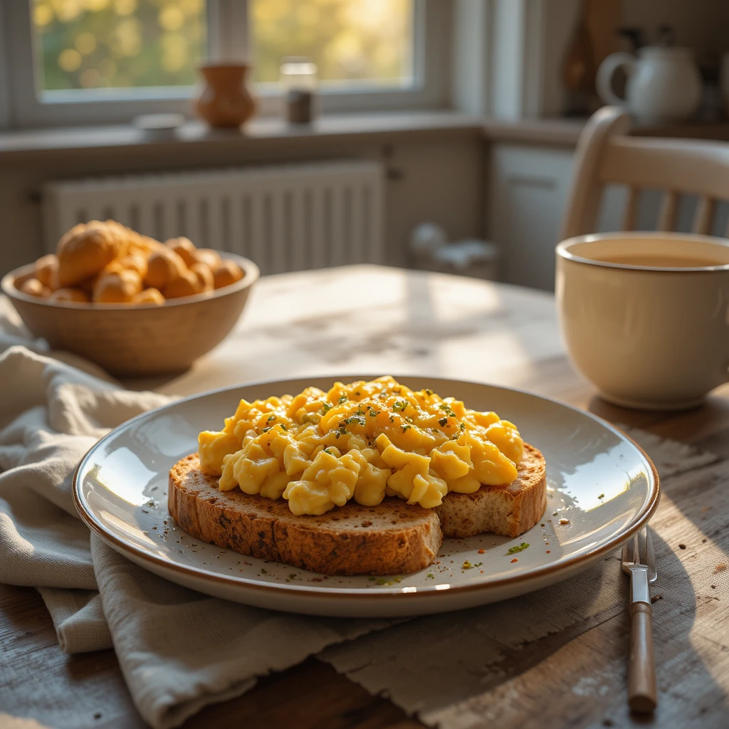 Autumn Breakfast: Scrambled Eggs on Toast