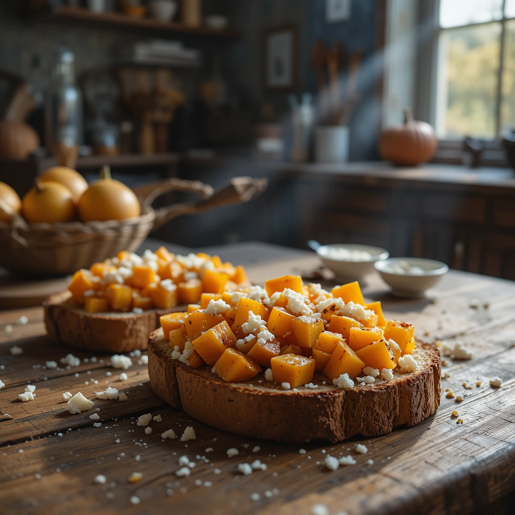 Autumn Breakfast: Roasted Squash & Feta on Toast