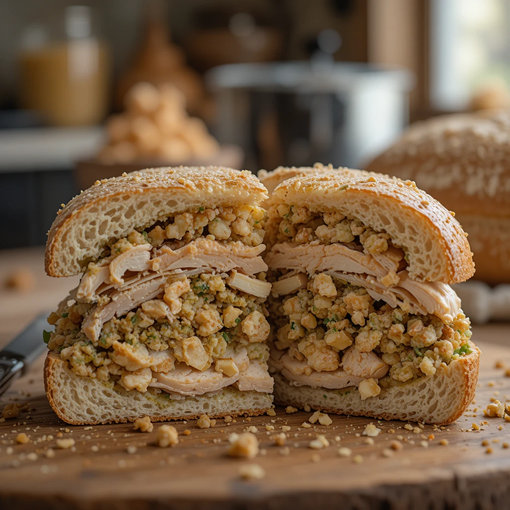 Winter Lunch: Roast Chicken & Stuffing Sandwich