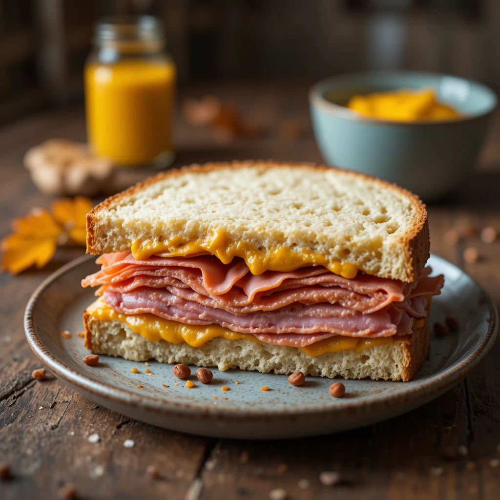 Autumn Lunch: Ham & Mustard Sandwich